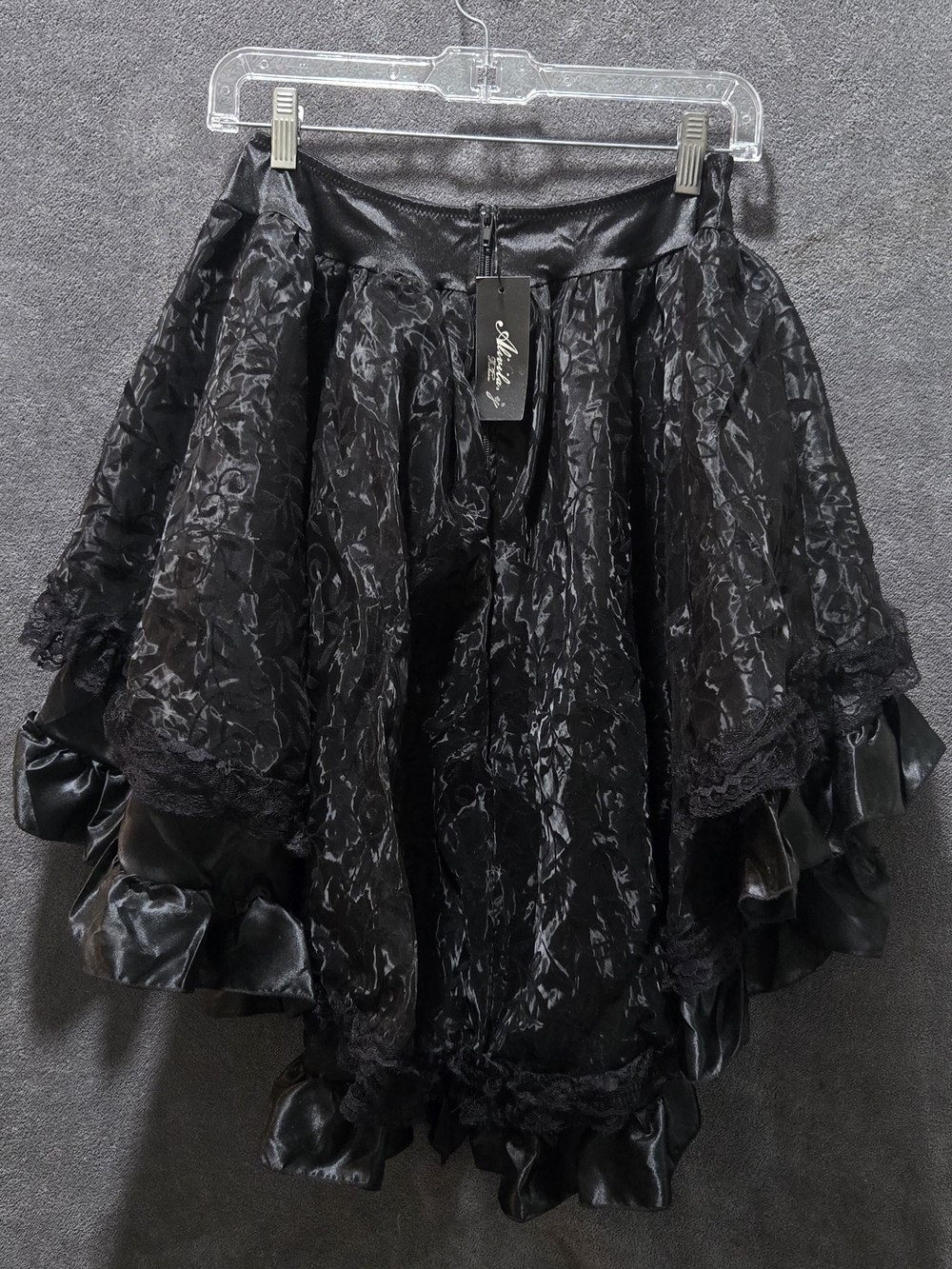 Alivila.Y Fashion Black Gothic Steampunk Ruffle High-Low Mini Skirt
